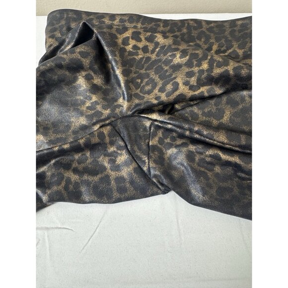 Spanx Leopard Print Metallic Leggings M Stretch High Rise Animal Sheen Mobwife - Picture 5 of 13